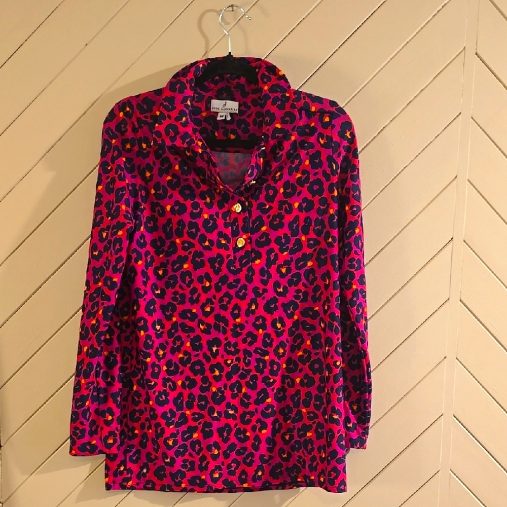 Jude Connally Pink Leopard Print Blouse